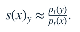 Concrete score: s(x)_y approximates p_t(y) divided by p_t(x).
